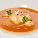 Raviolis de carabinero con calabaza y naranja